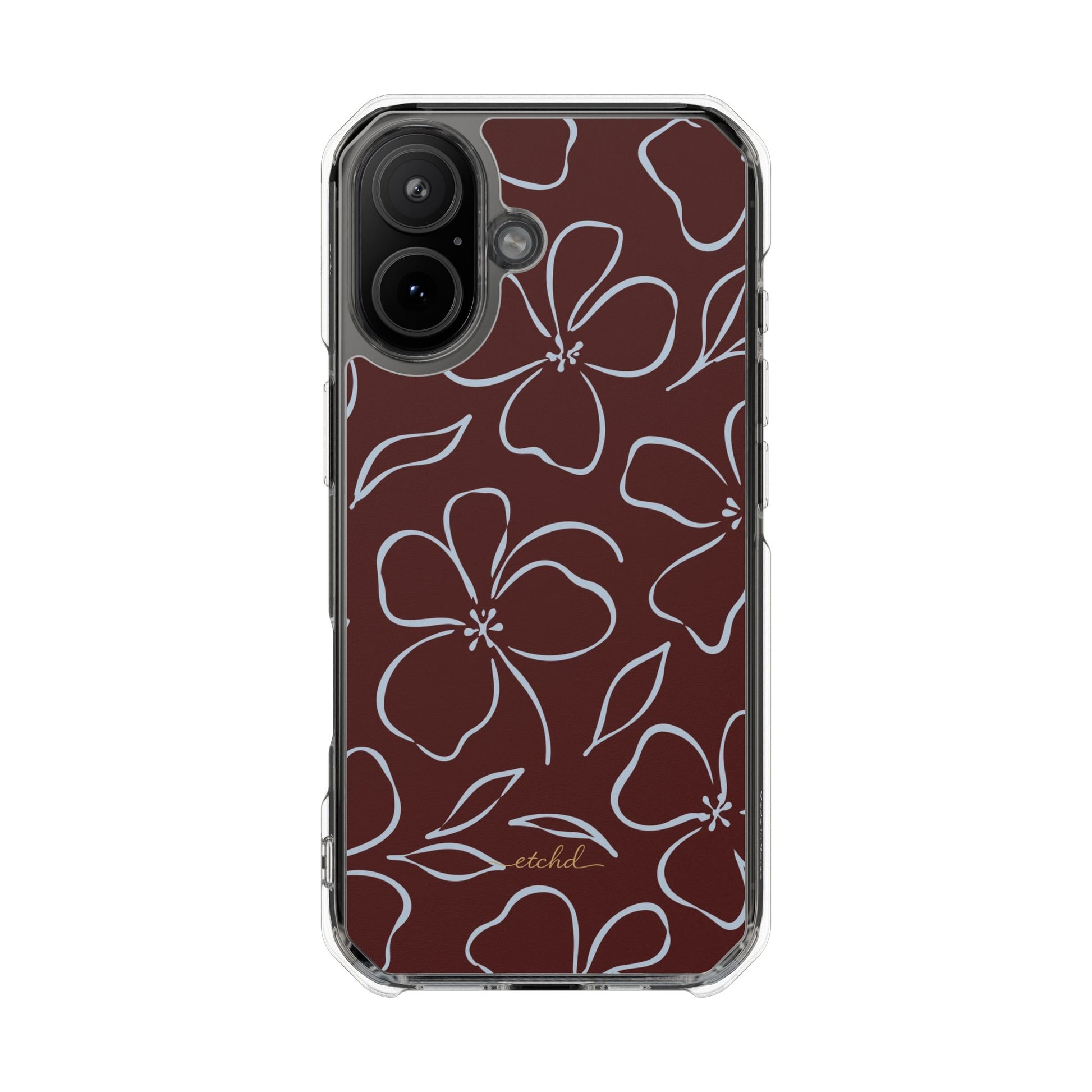 Blue & Cherry Floral Clear Magnetic Phone Case by etchd, view 14