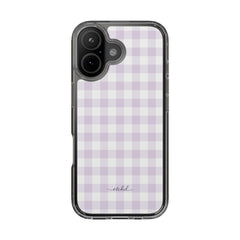 Lilac & White Gingham Clear Phone Case by etchd, view 35