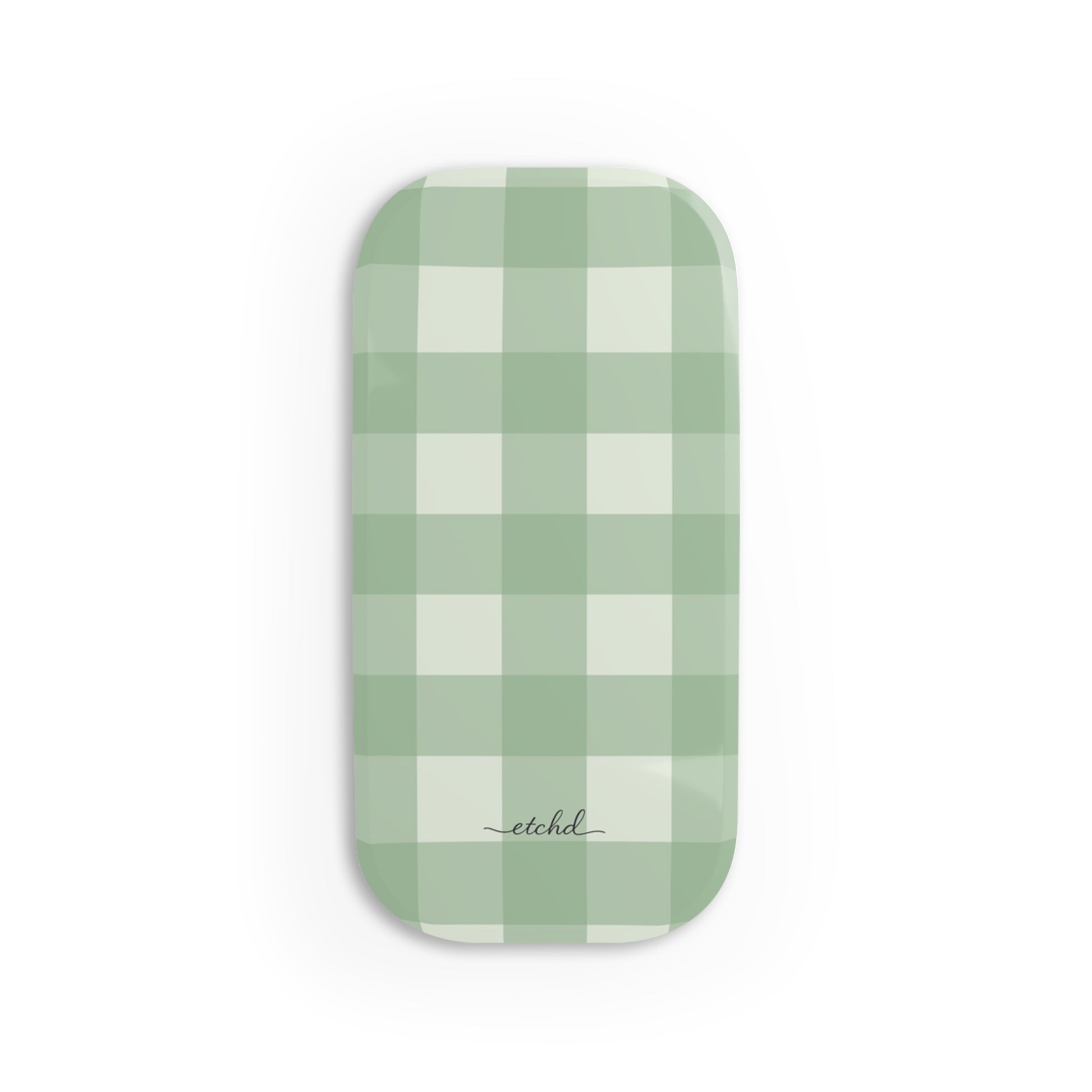 Sage & Cream Gingham Anello clip per telefono di etchd