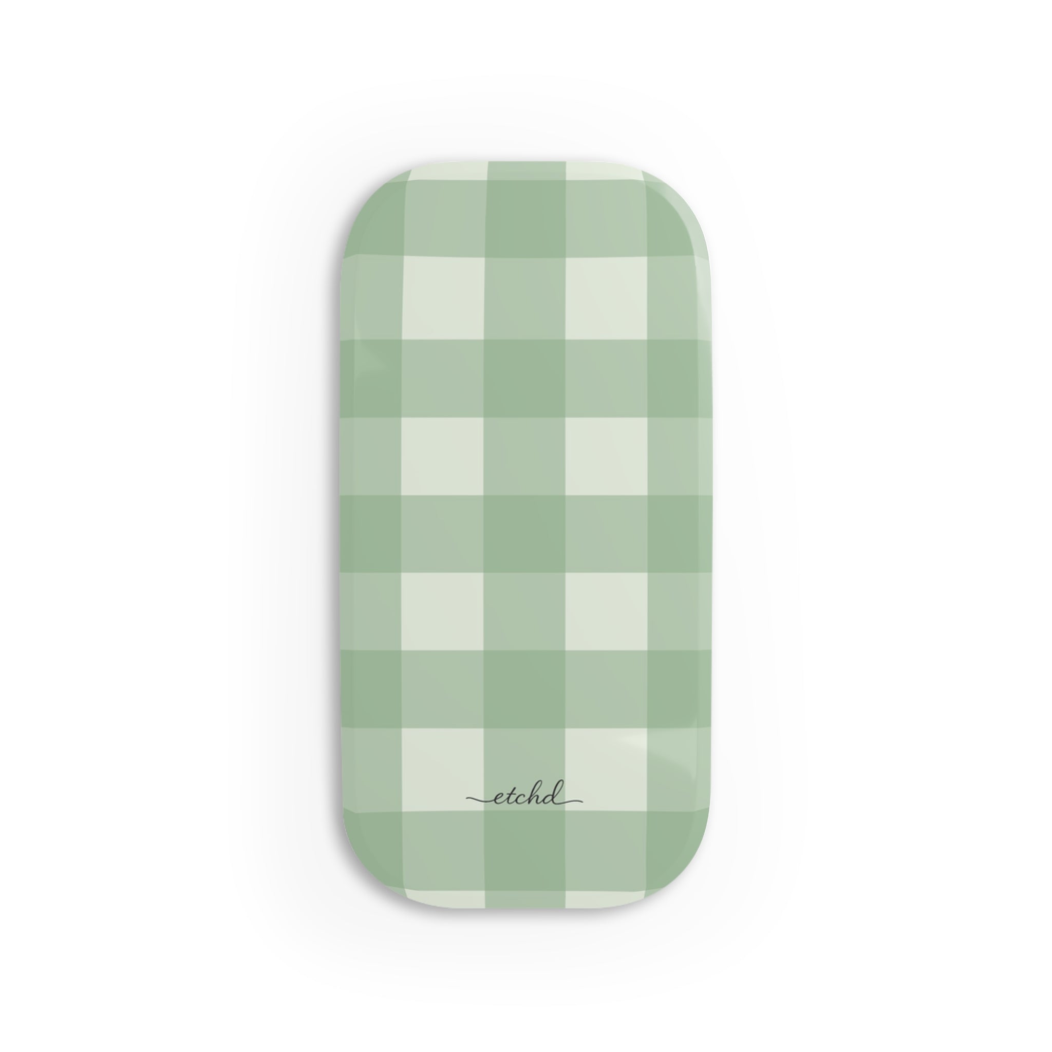 Sage & Cream Gingham Click-On Phone Grip by etchd