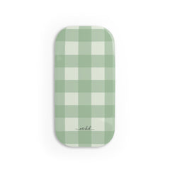 Sage & Cream Gingham Anello clip per telefono di etchd