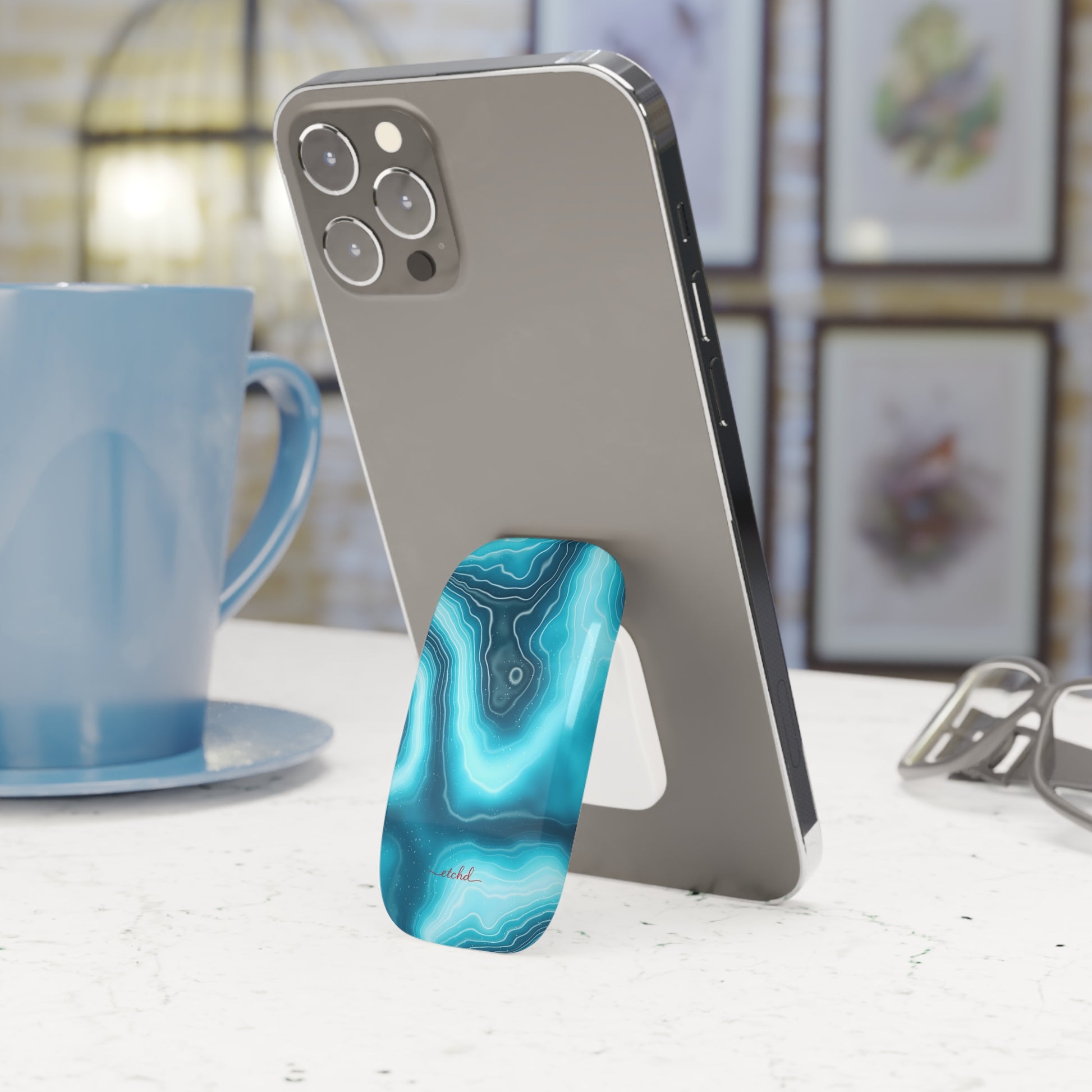 Aquamarine Click-On Phone Grip by etchd, view 3