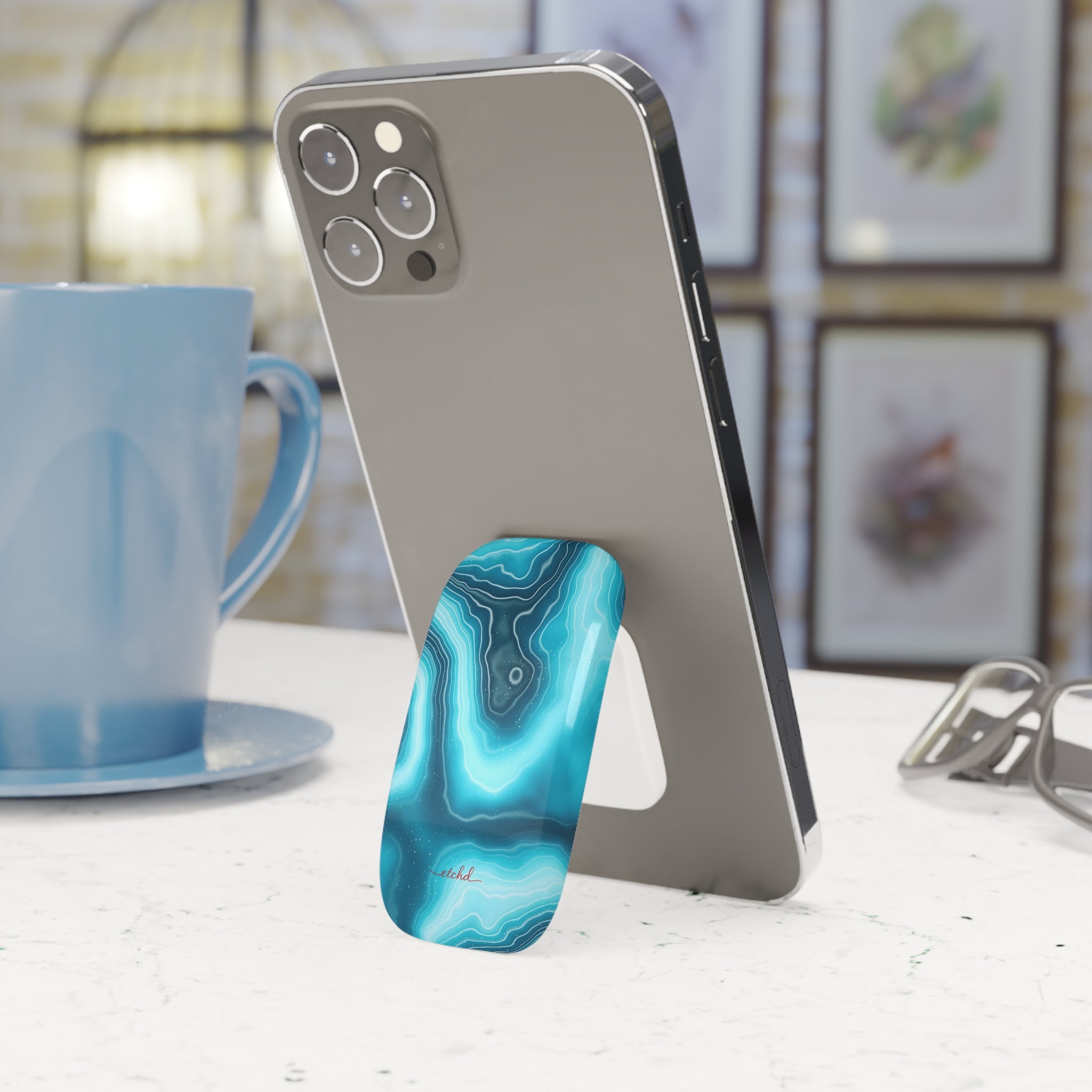 Aquamarine Click-On Phone Grip by etchd, view 3