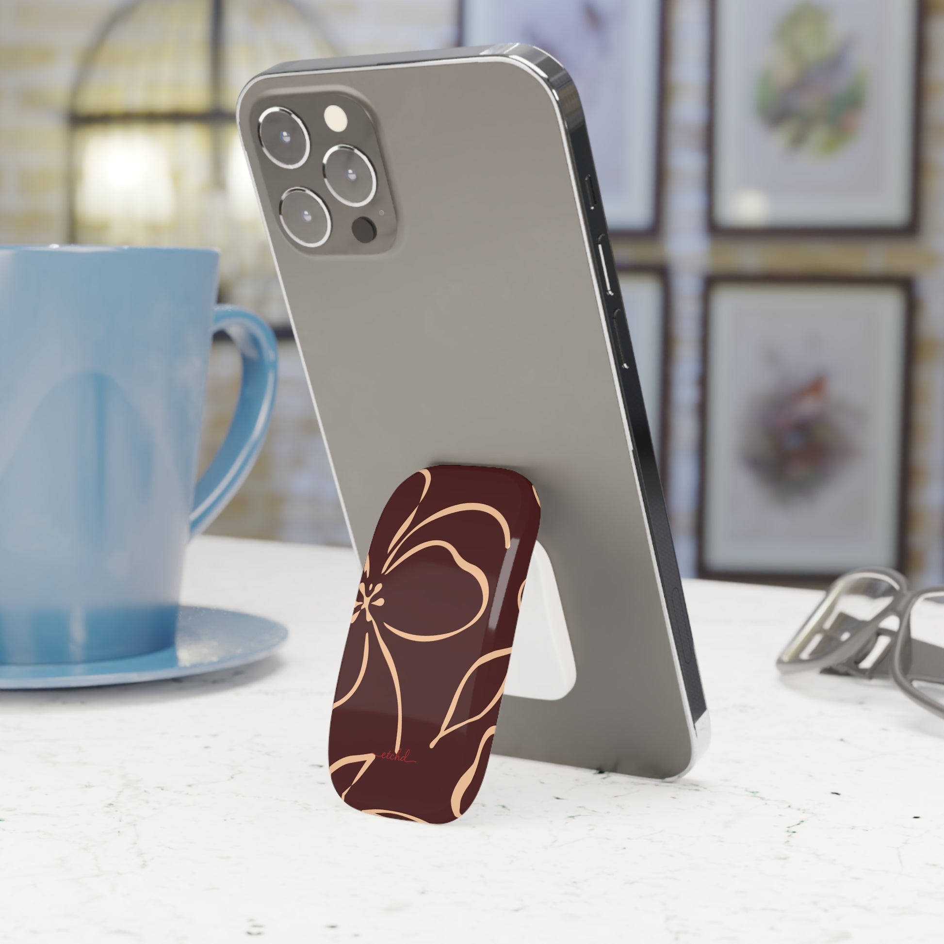 Cherry & Peach Floral Click-On Phone Grip by etchd, view 3