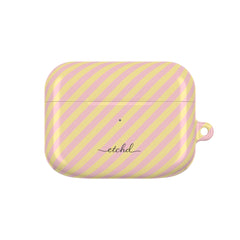Pink & Butter Striped Diagonal Funda para AirPods de etchd
