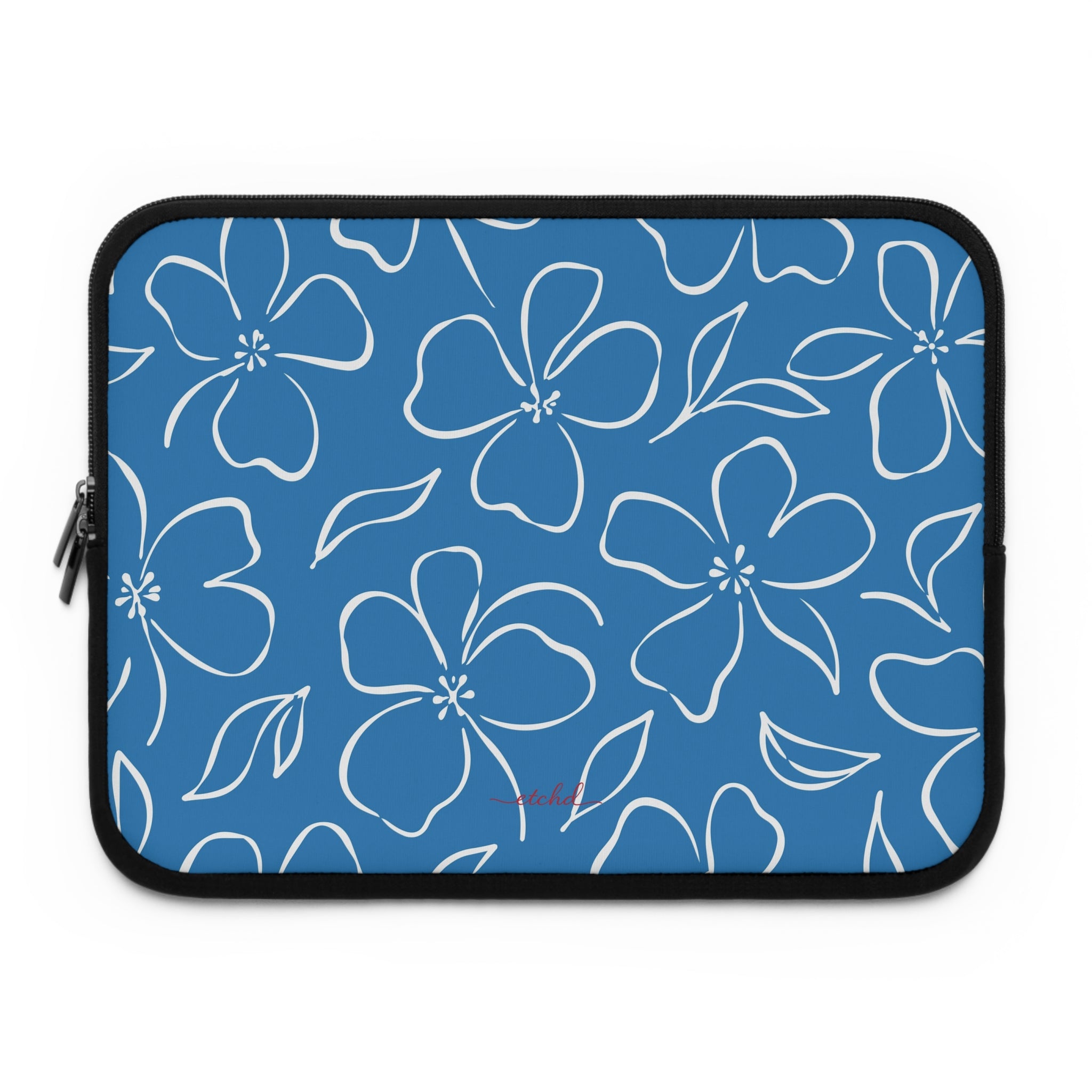 Cerulean & White Floral Laptop Sleeve by etchd