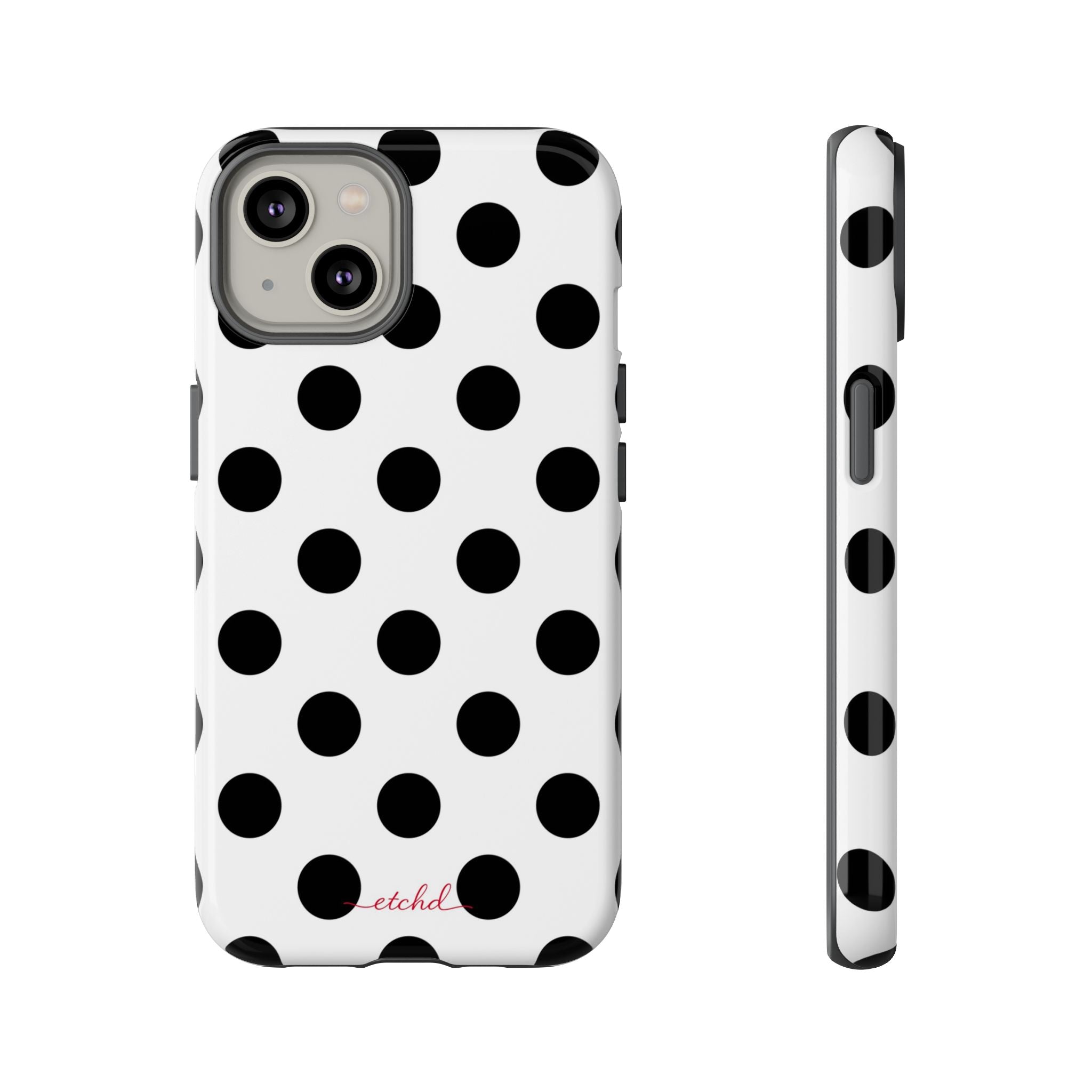 Black & White Polka Dot Phone Case by etchd, view 2