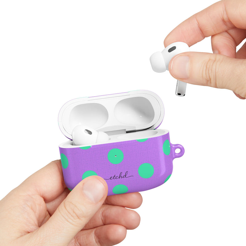 Hypermint & Lilac Polka Dot AirPod Case by etchd, view 11