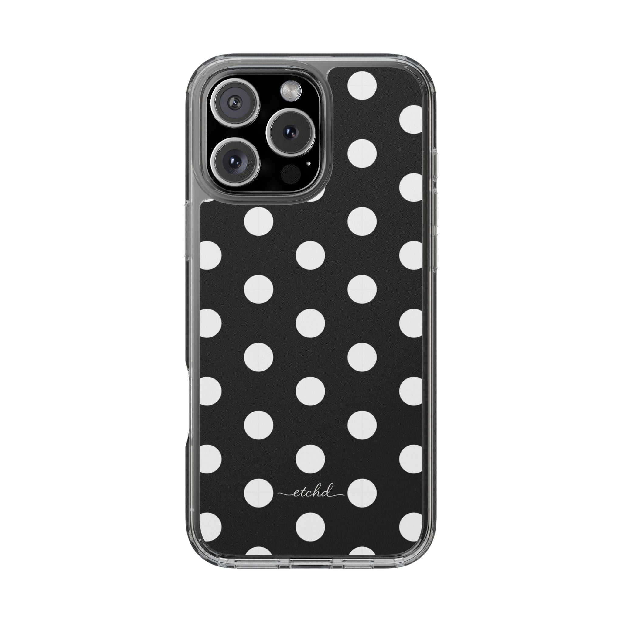 White & Black Polka Dot Clear Phone Case
