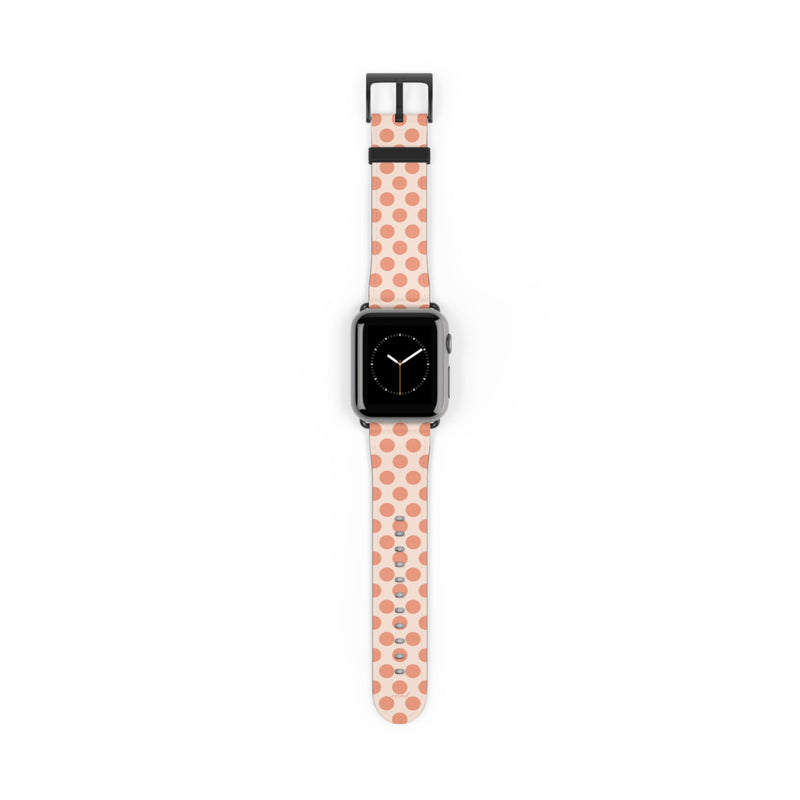 Coral & Cream Polka Dot Smartwatch Strap-zoom-