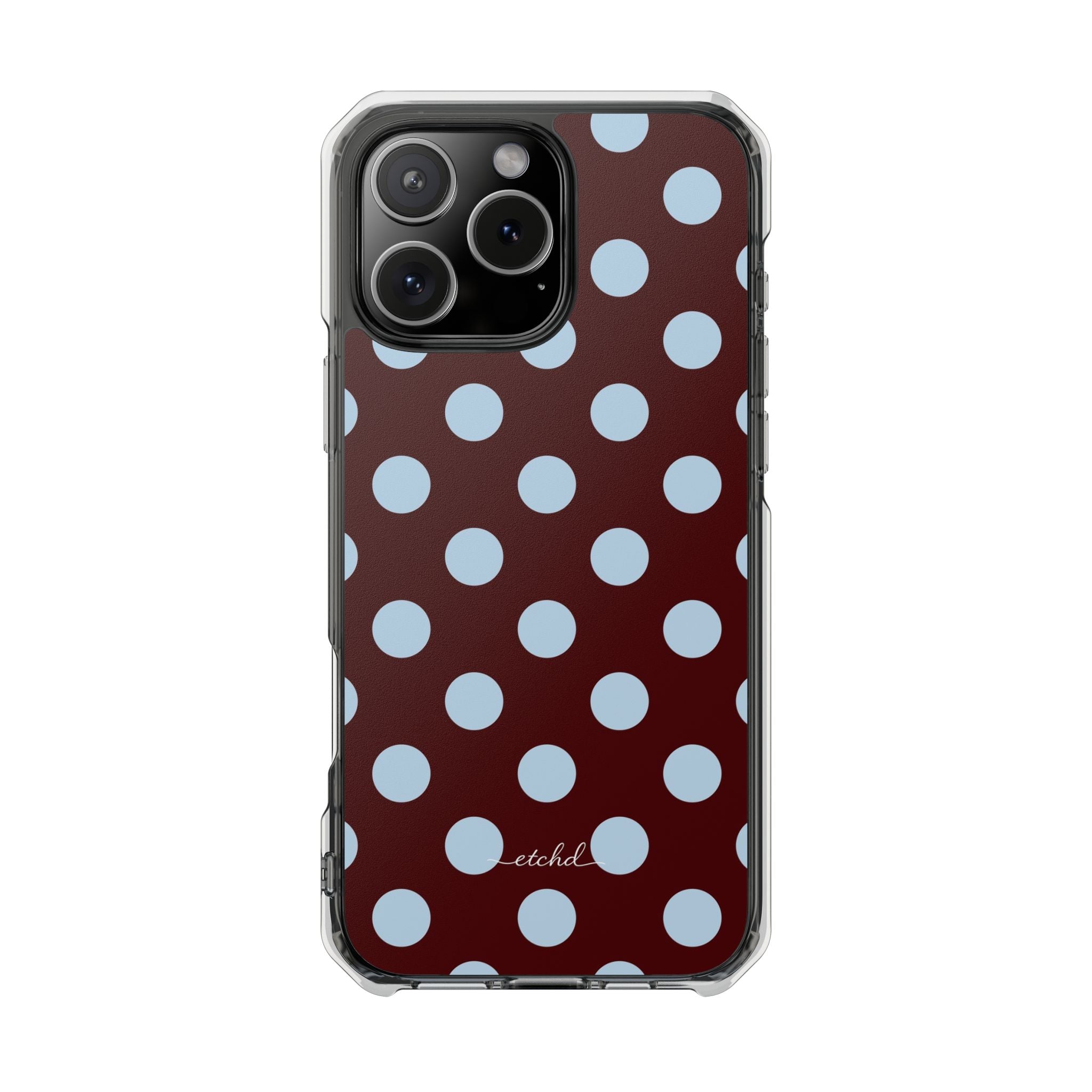 Cherry & Blue Polka Dot Clear Magnetic Phone Case by etchd
