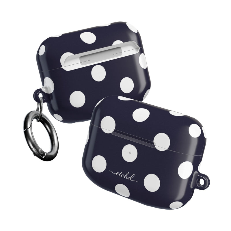 White & Navy Polka Dot AirPod Case by etchd, view 10