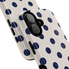 Navy & Cream Polka Dot Magnetic Phone Case by etchd, view 87