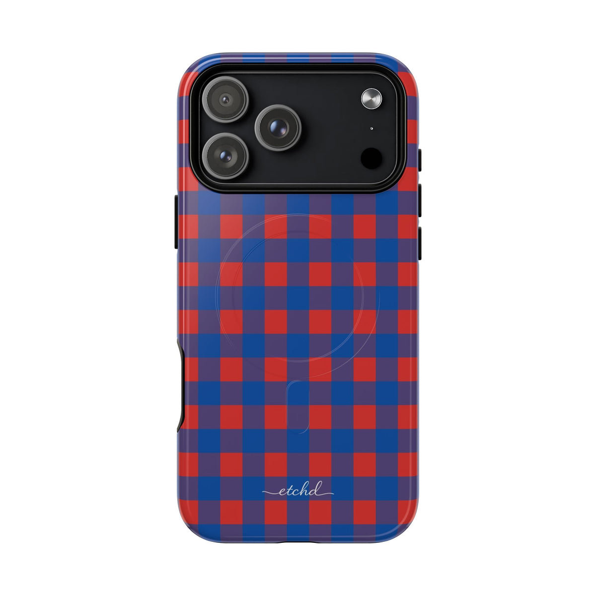 Cobalt & Poppy Gingham Magnetic Phone Case by etchd, view 31