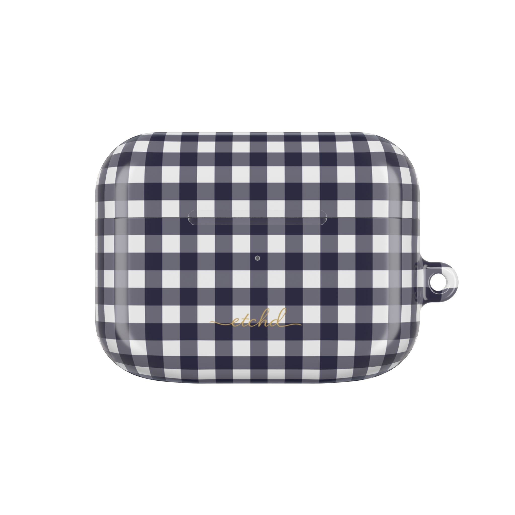 White & Navy Gingham AirPod Case by etchd