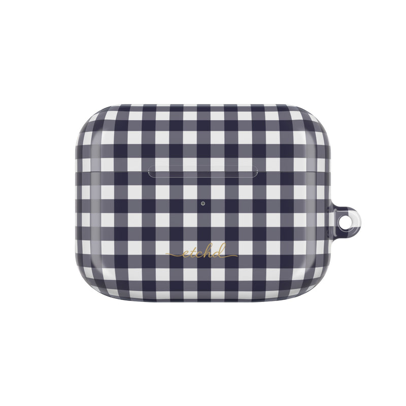 White & Navy Gingham AirPod Case by etchd