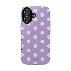 Cream & Lilac Polka Dot Magnetic Phone Case by etchd, view 43