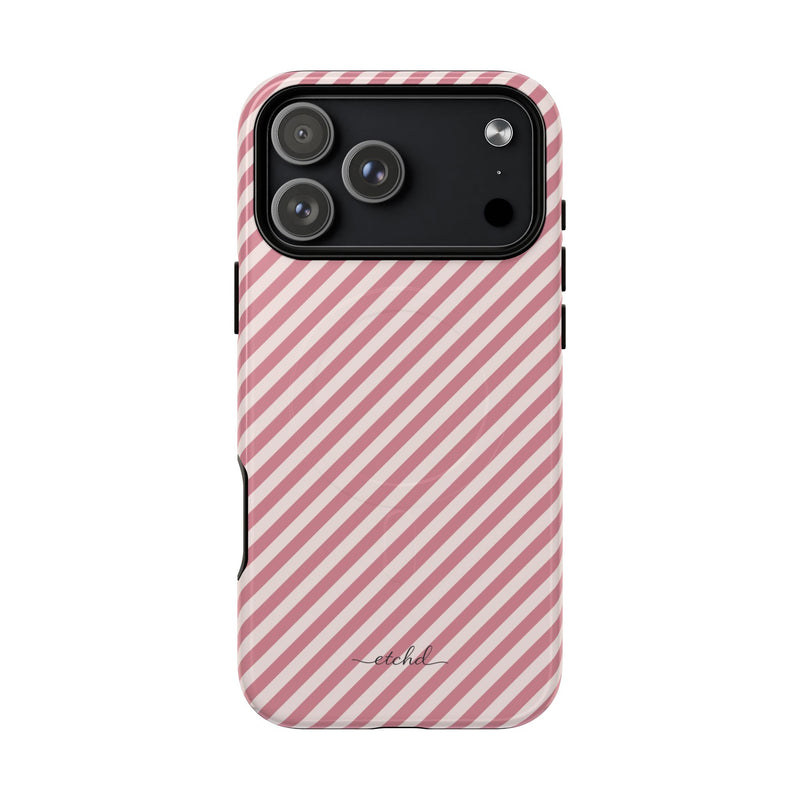 Blush & Cream Striped Diagonal Magnetic Phone Case by etchd, view 31