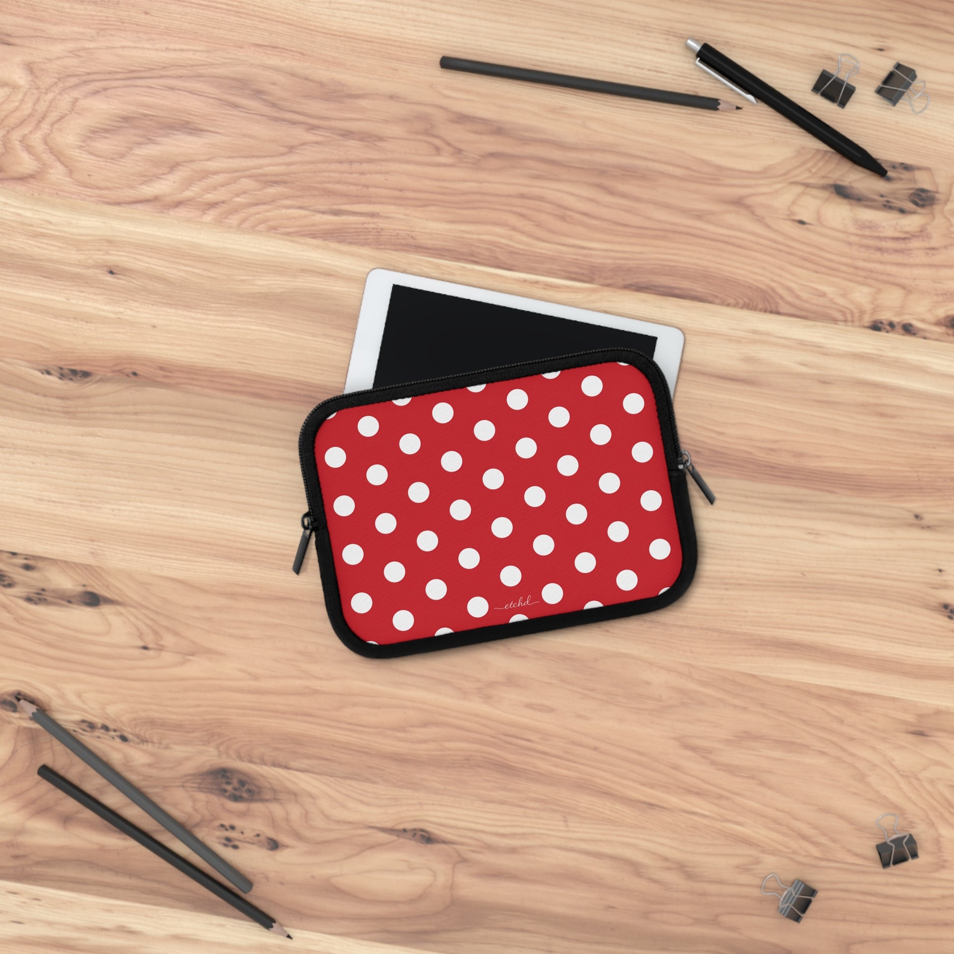 Classic Red Polka Dot Laptop Sleeve by etchd, view 14