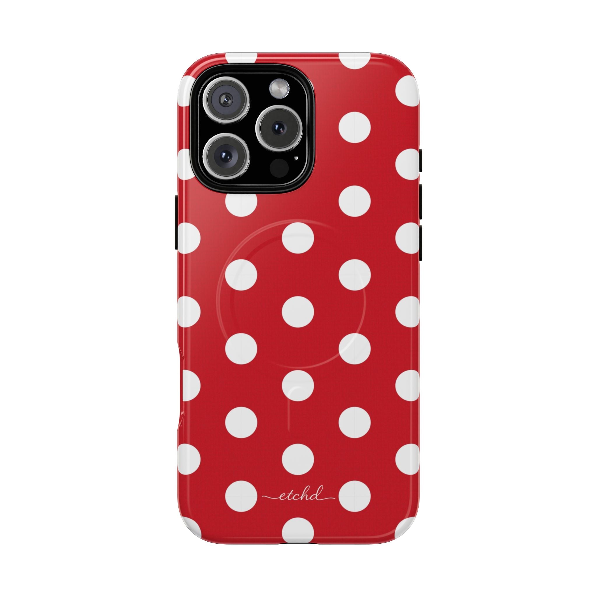 Classic Red Polka Dot Magnetic Phone Case by etchd