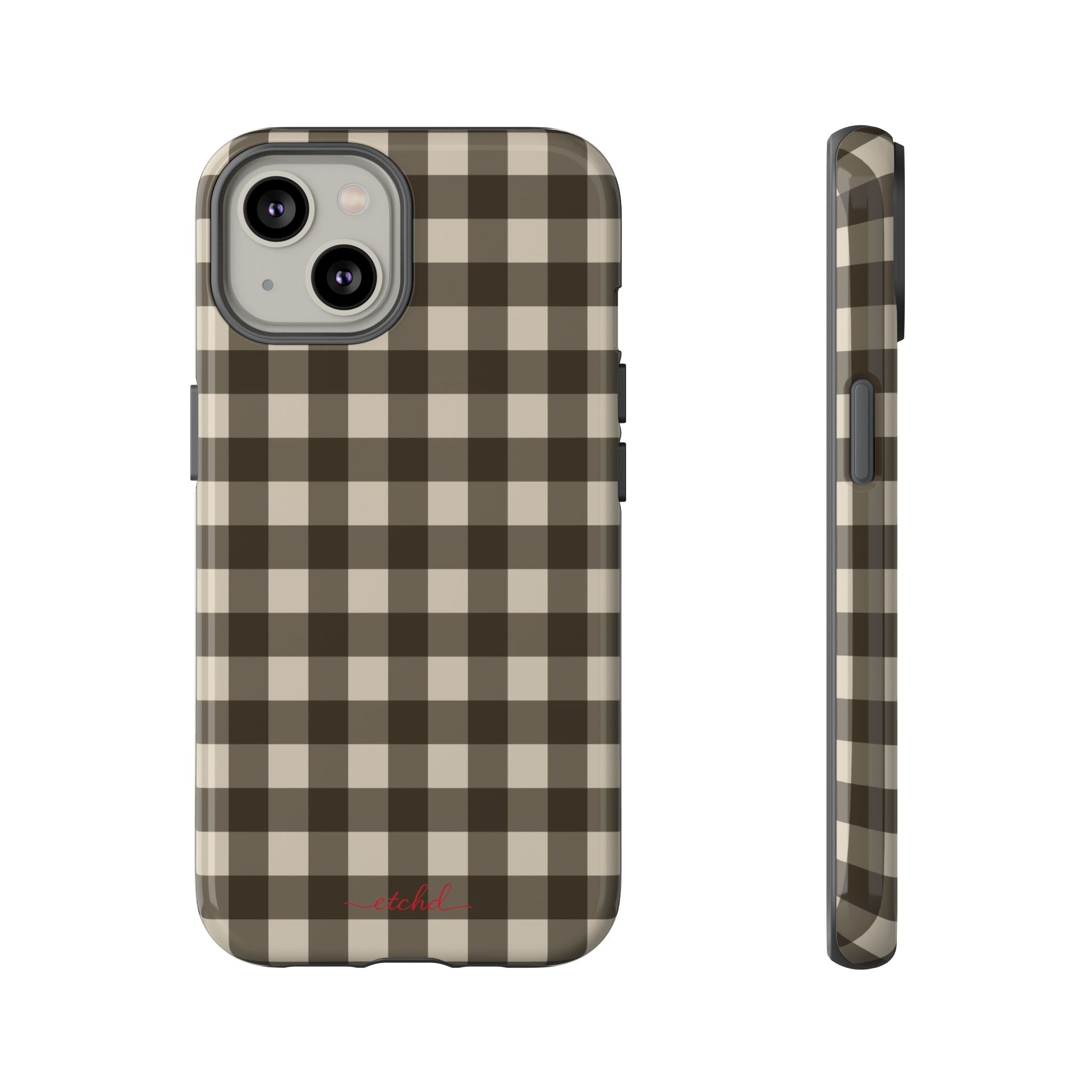 Cream & Brown Gingham Phone Case by etchd, view 2