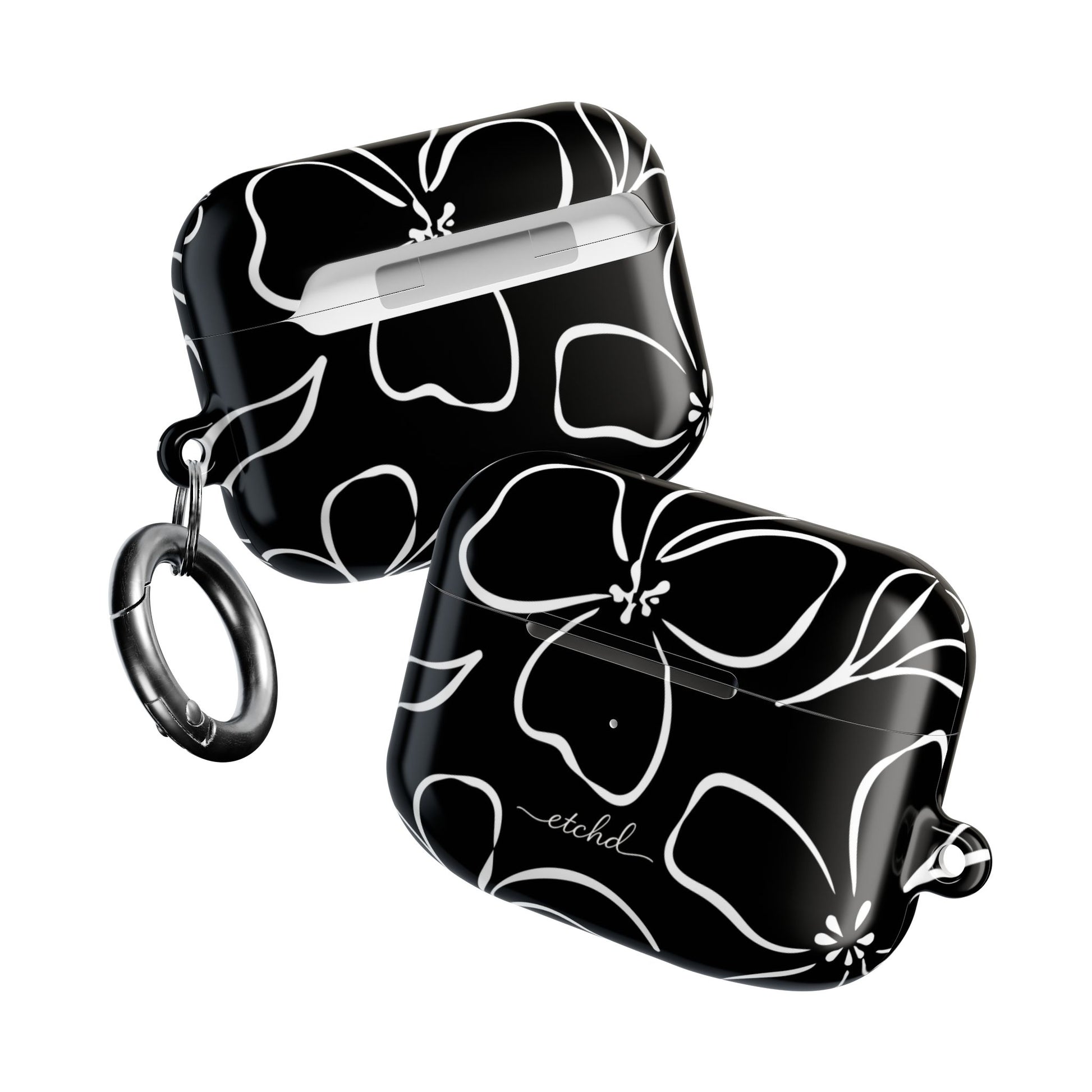 Black & White Floral AirPod Case by etchd, view 10
