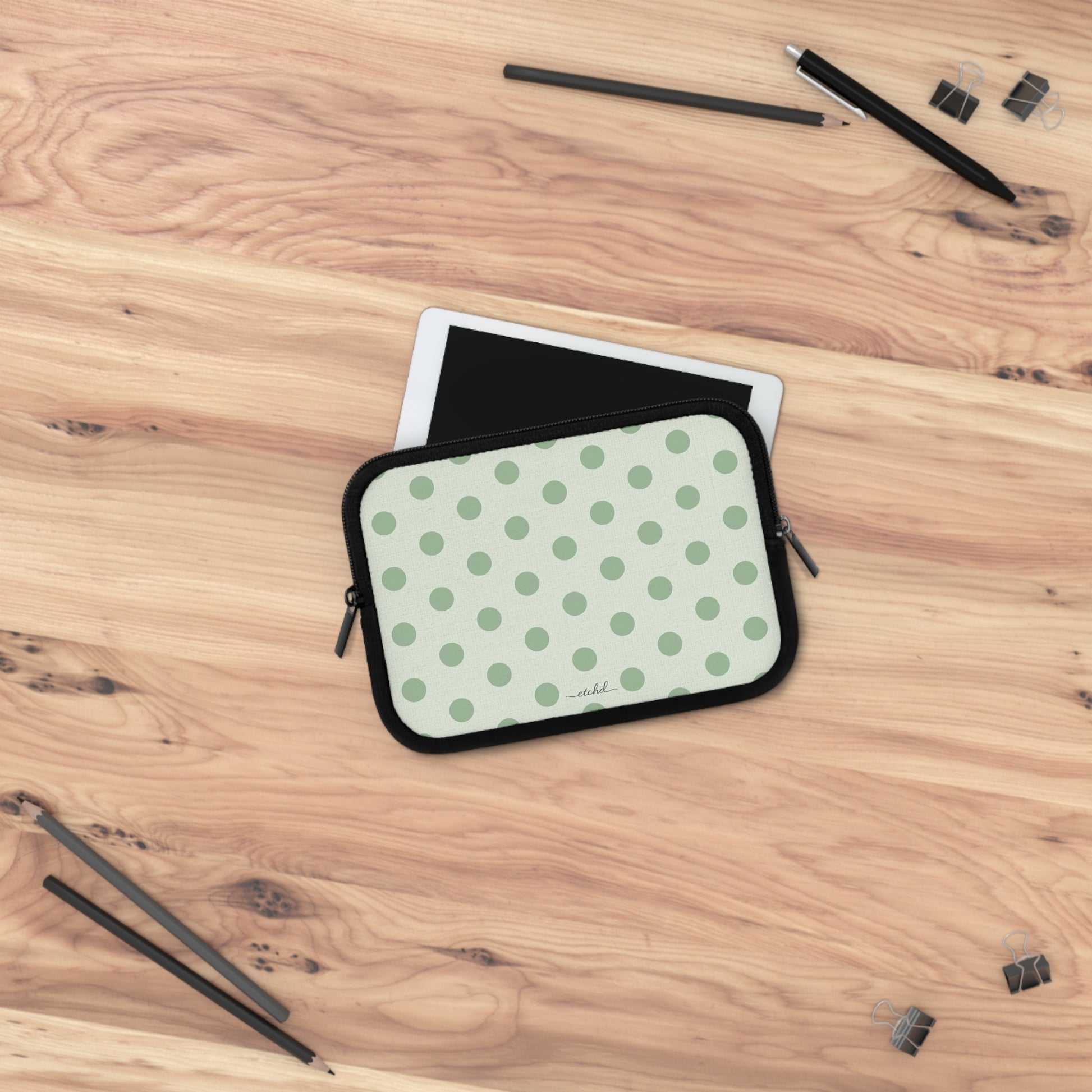 Sage Polka Dot Laptop Sleeve by etchd, view 14