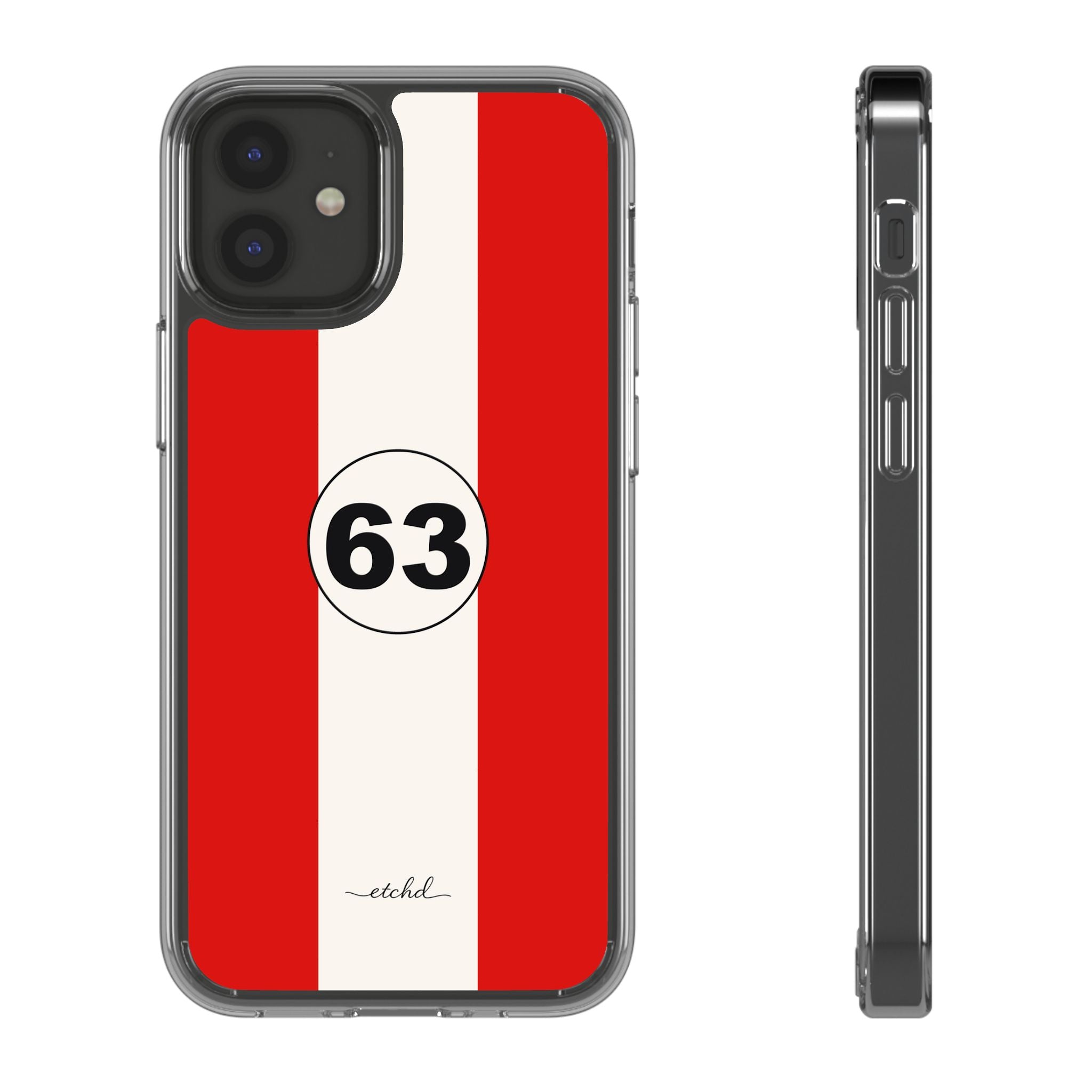 Monza Red Clear Phone Case by etchd, view 2