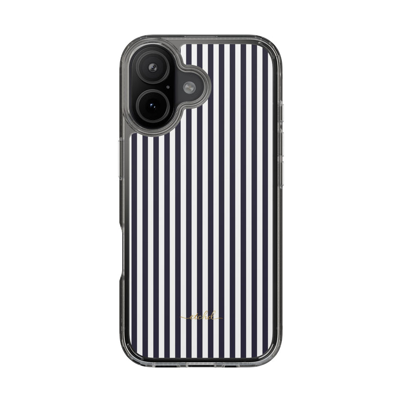 Navy And White Transparente Handyhülle-zoom-