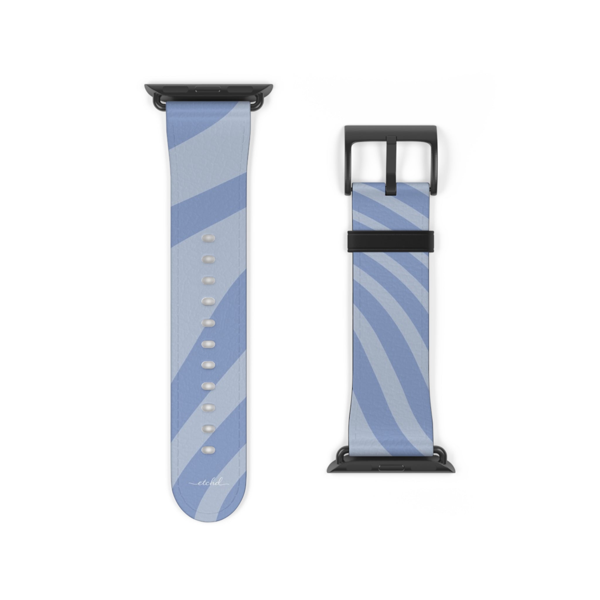 Blue Curved Lines Smartwatch Strap by etchd, view 9