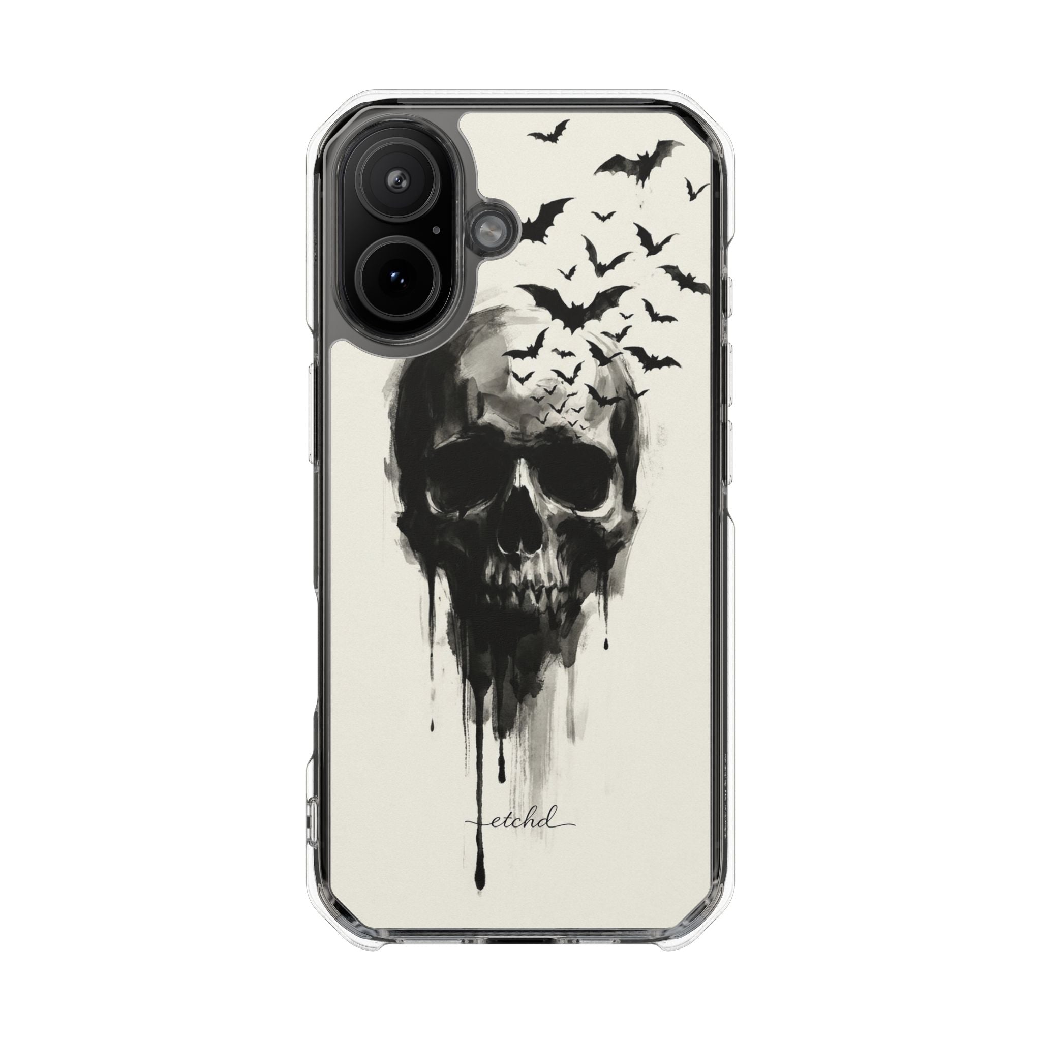 Ink Skull Clear Magnetic Phone Case by etchd, view 13