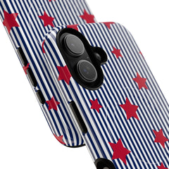 Blue Stripes & Red Stars Magnetic Phone Case by etchd, view 87