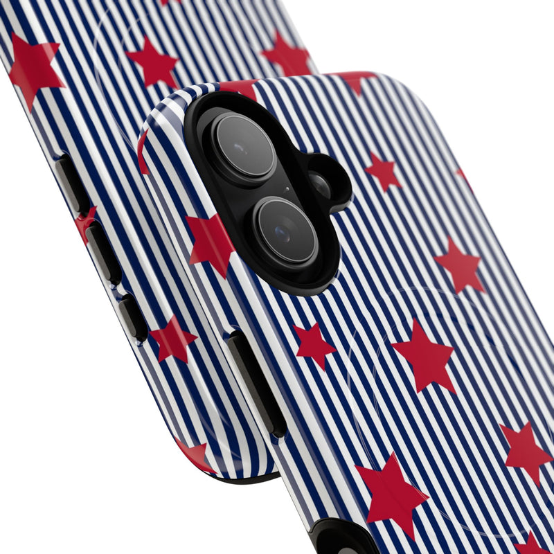 Blue Stripes & Red Stars Magnetic Phone Case by etchd, view 87