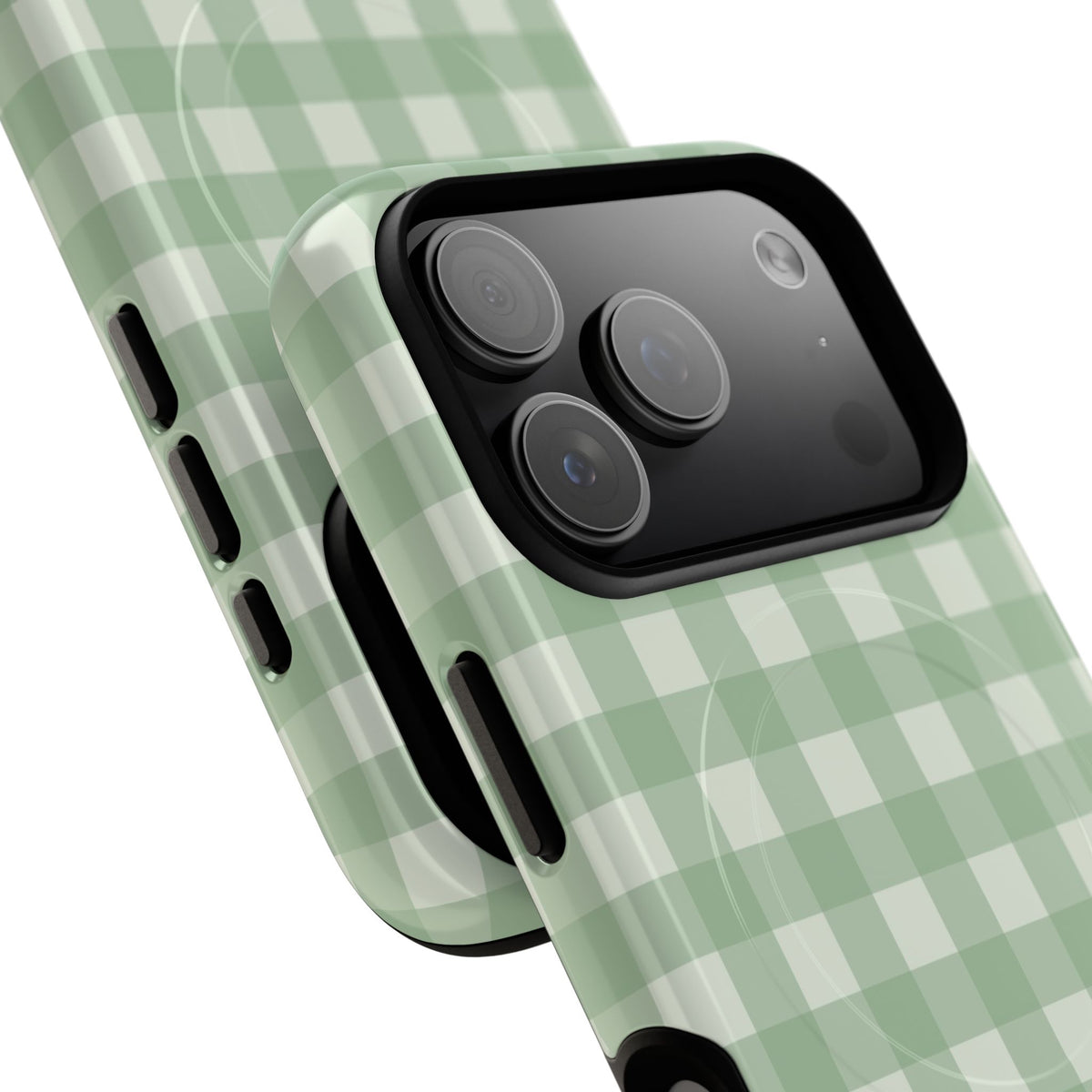Sage & Cream Gingham Magnetic Phone Case by etchd, view 99
