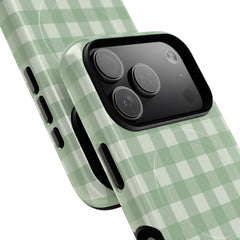 Sage & Cream Gingham Magnetic Phone Case by etchd, view 99