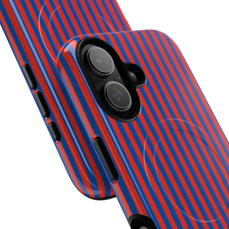 Cobalt & Poppy Striped Magnetic Phone Case by etchd, view 87