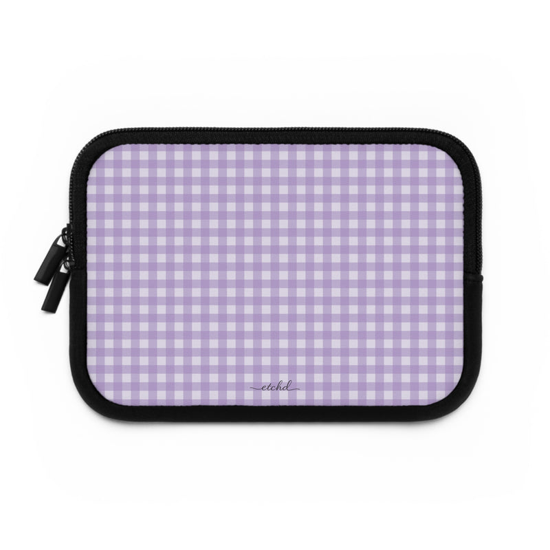 Lilac & Cream Gingham Custodia per laptop di etchd, vista 2