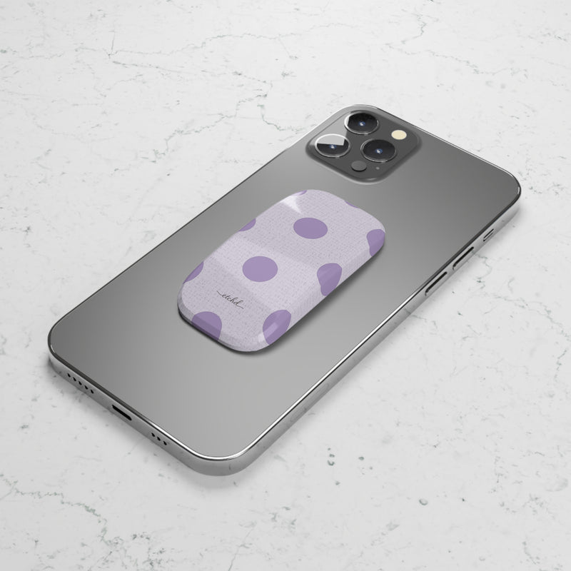 Lilac & Cream Polka Dot Click-On Phone Grip by etchd, view 5