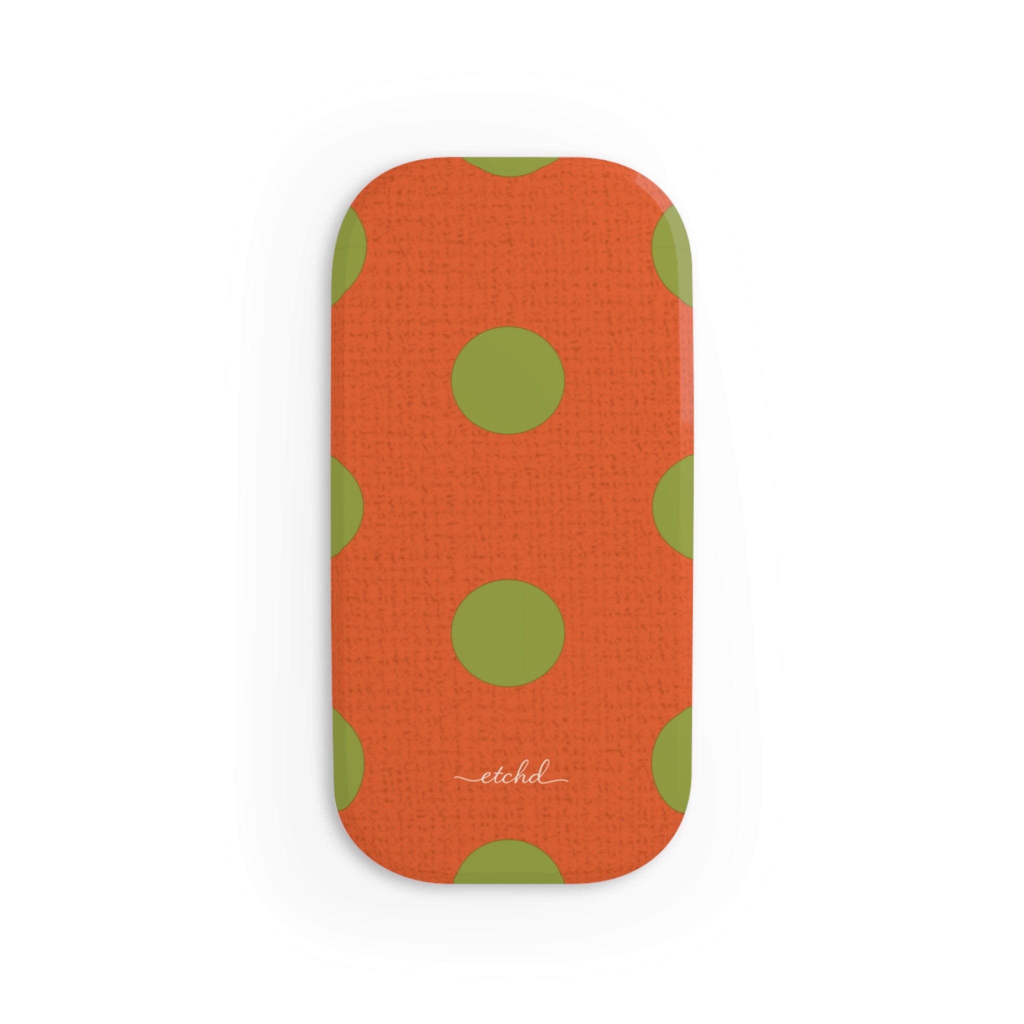 Wasabi & Persimmon Polka Dot Click-On Phone Grip by etchd, view 2