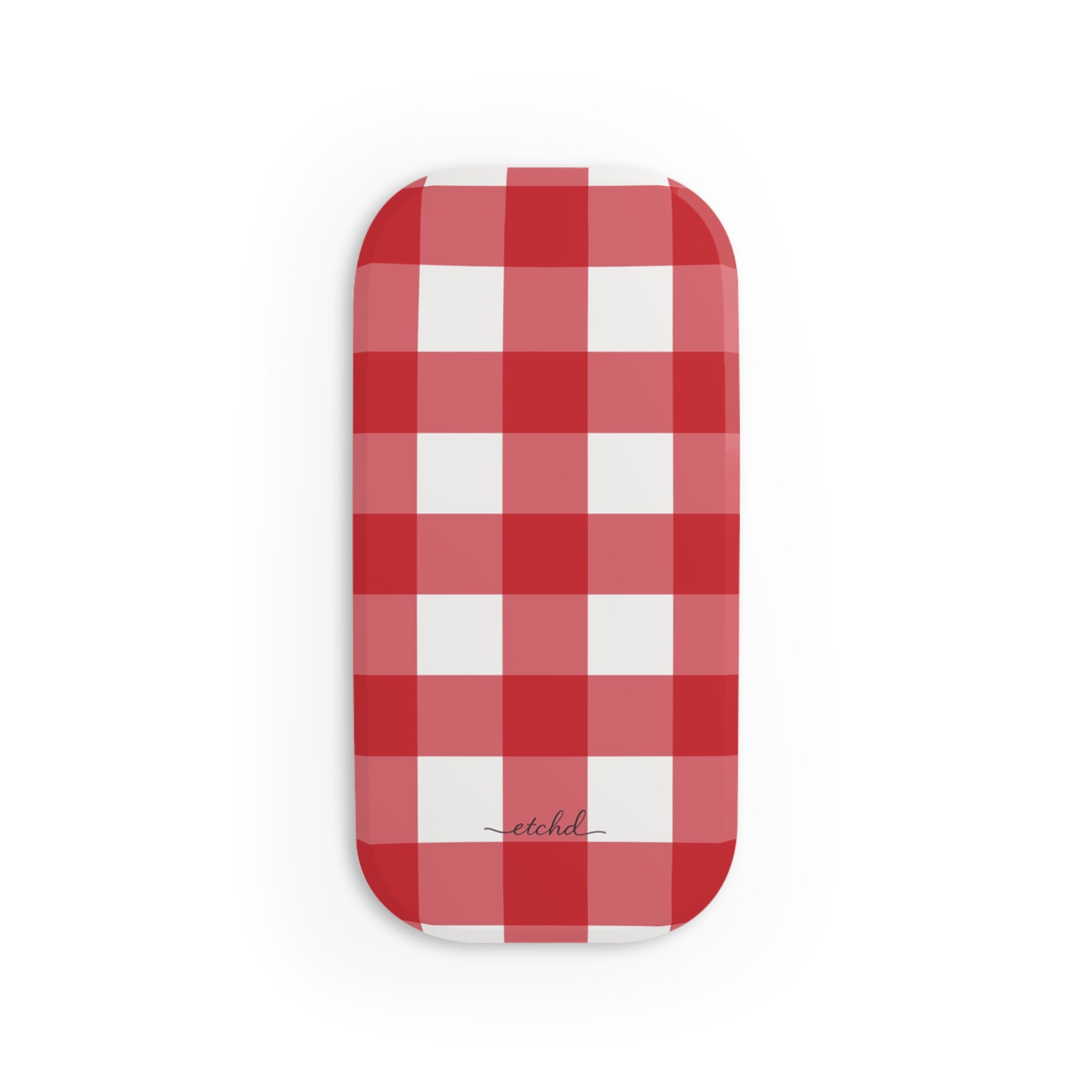 Classic Red & White Gingham Click-On Phone Grip by etchd, view 2