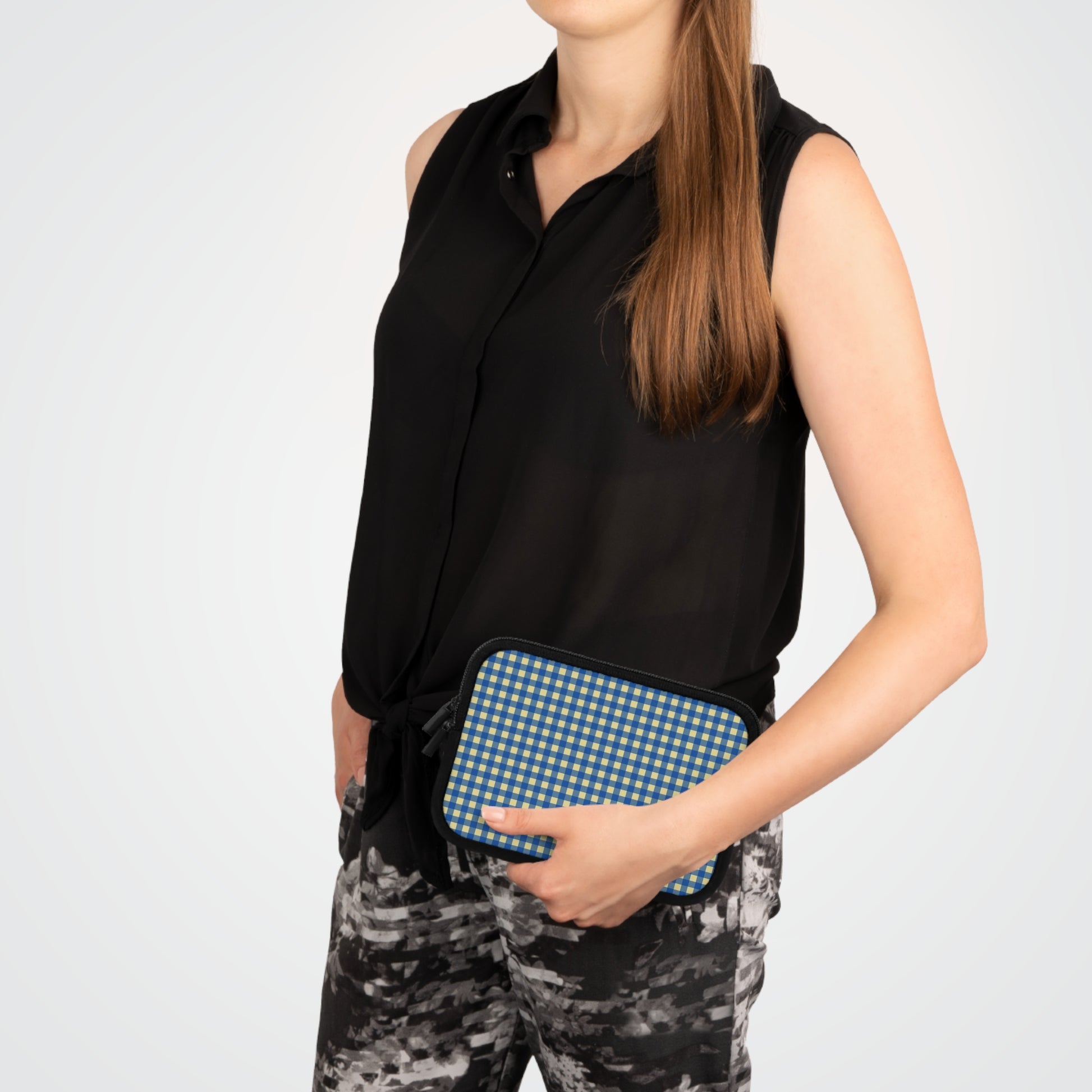 Butter & Cobalt Gingham Laptop Sleeve by etchd, view 15
