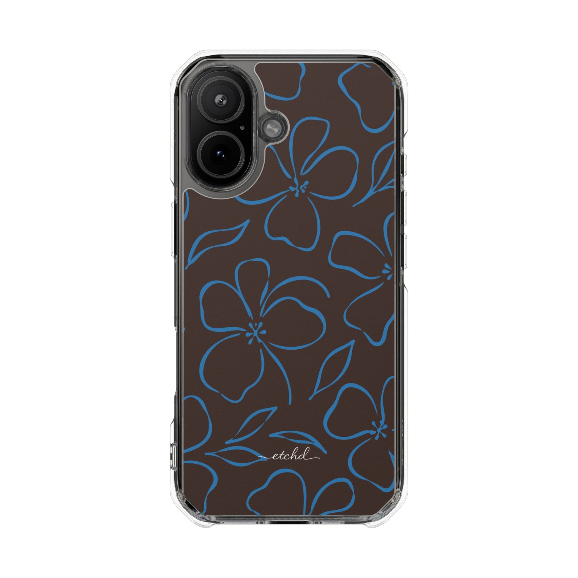 Espresso & Cerulean Floral Clear Magnetic Phone Case by etchd, view 13