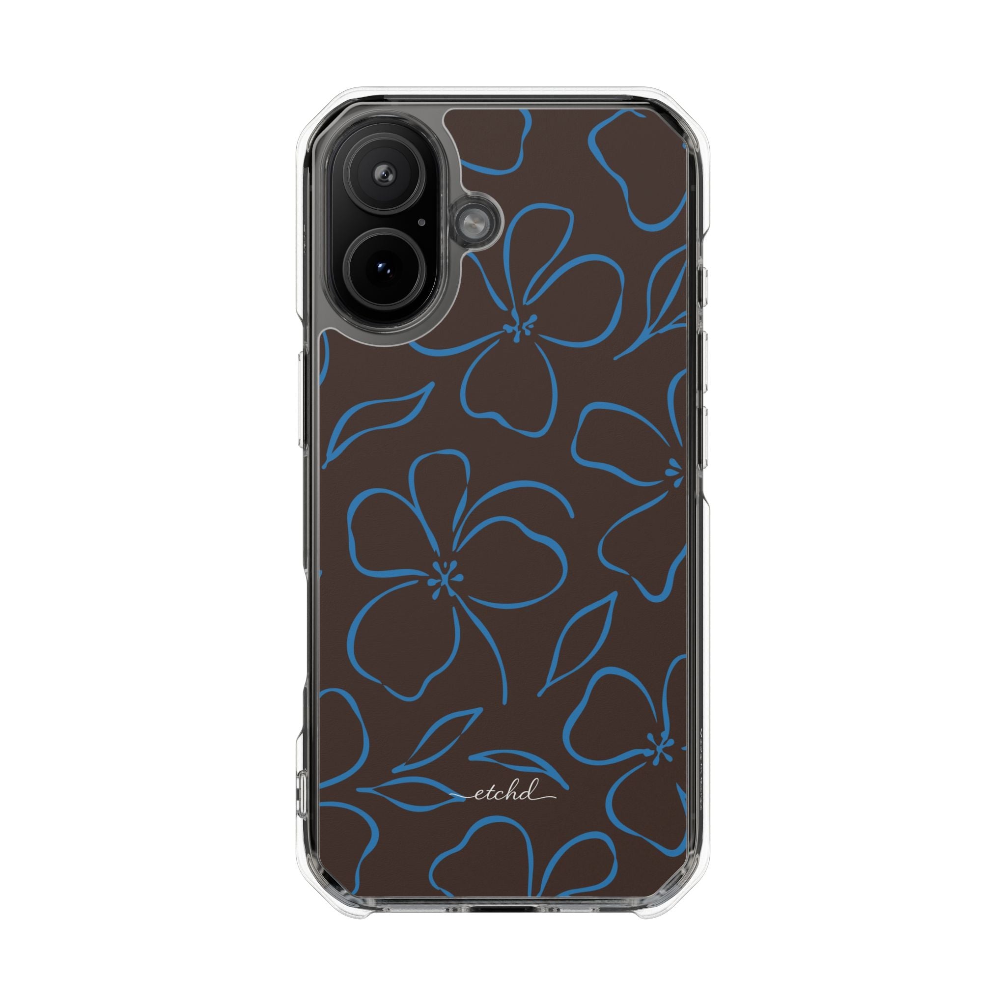 Espresso & Cerulean Floral Clear Magnetic Phone Case by etchd, view 13
