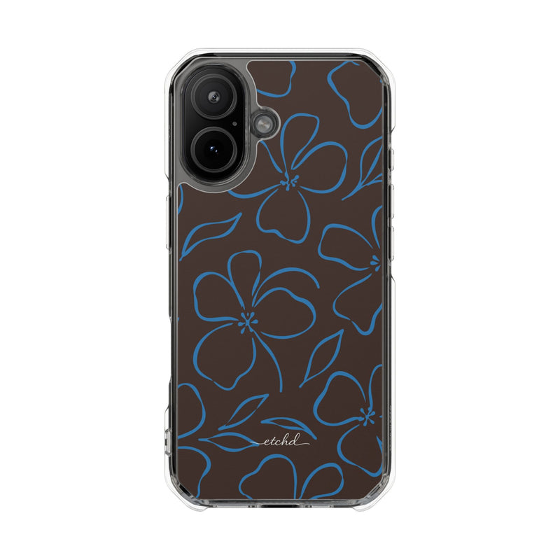 Espresso & Cerulean Floral Clear Magnetic Phone Case by etchd, view 13