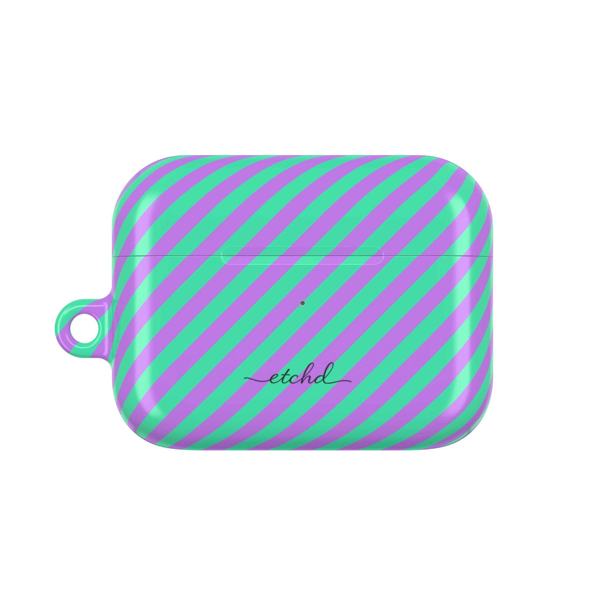 Lilac & Hypermint Striped Diagonal Funda para AirPods de etchd, vista 2