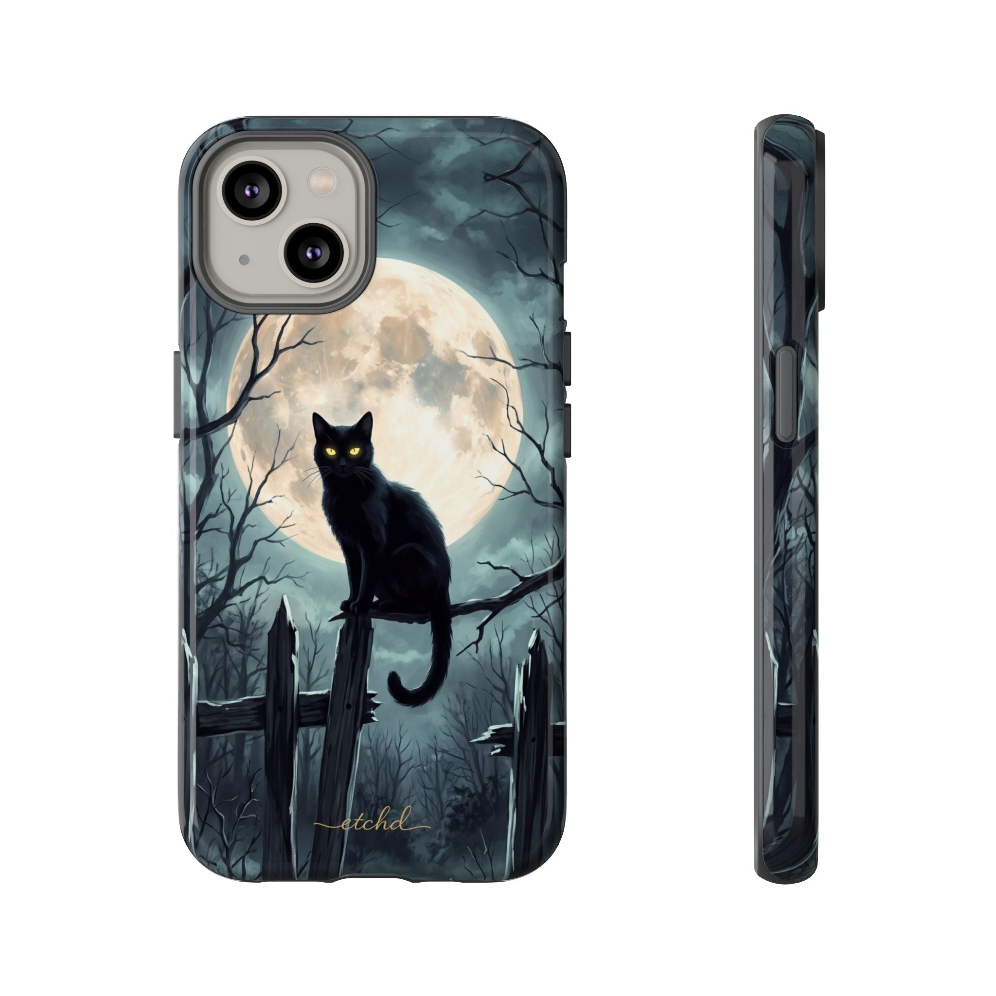 Midnight Cat Phone Case by etchd, view 2