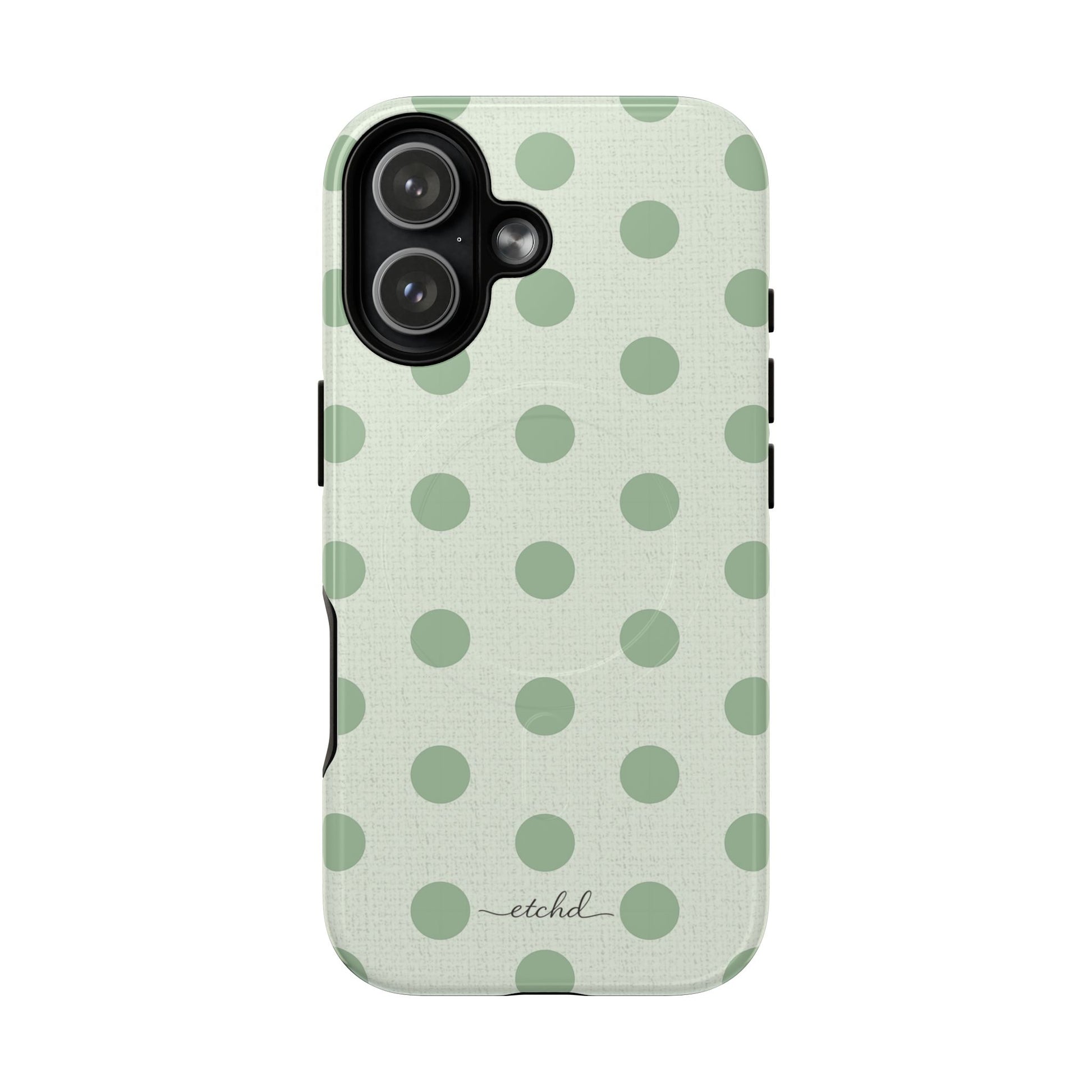 Sage & Cream Polka Dot Magnetic Phone Case by etchd, view 25