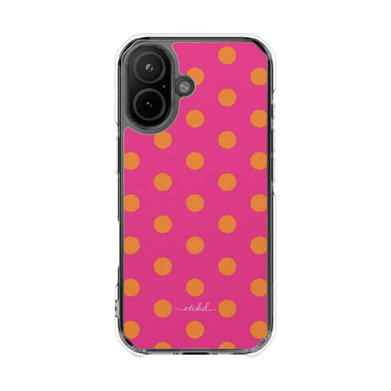 Orange And Pink Polka Dot Clear Magnetic Phone Case-zoom-
