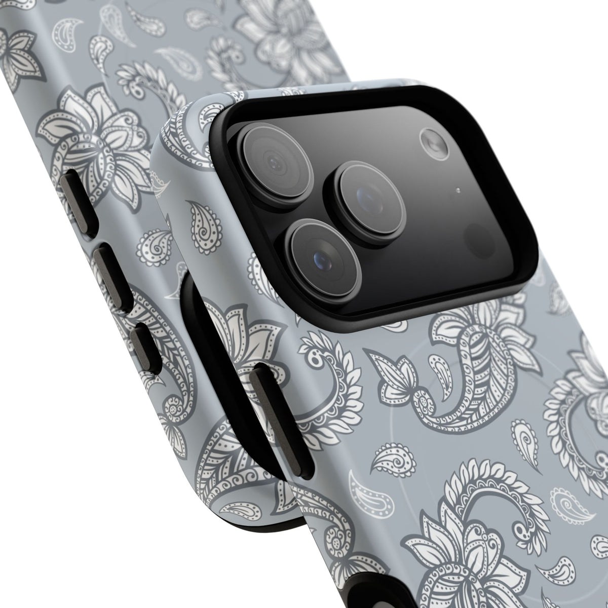 Dusty Blue Paisley Magnetic Phone Case by etchd, view 100