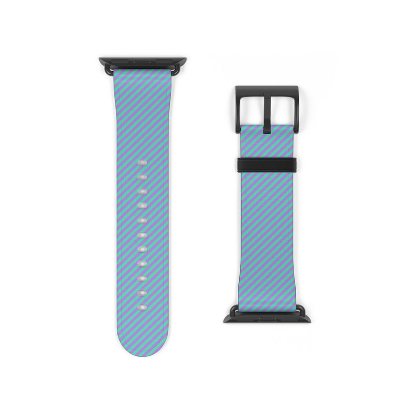 Lilac & Hypermint Striped Diagonal Smartwatch Strap by etchd, view 9